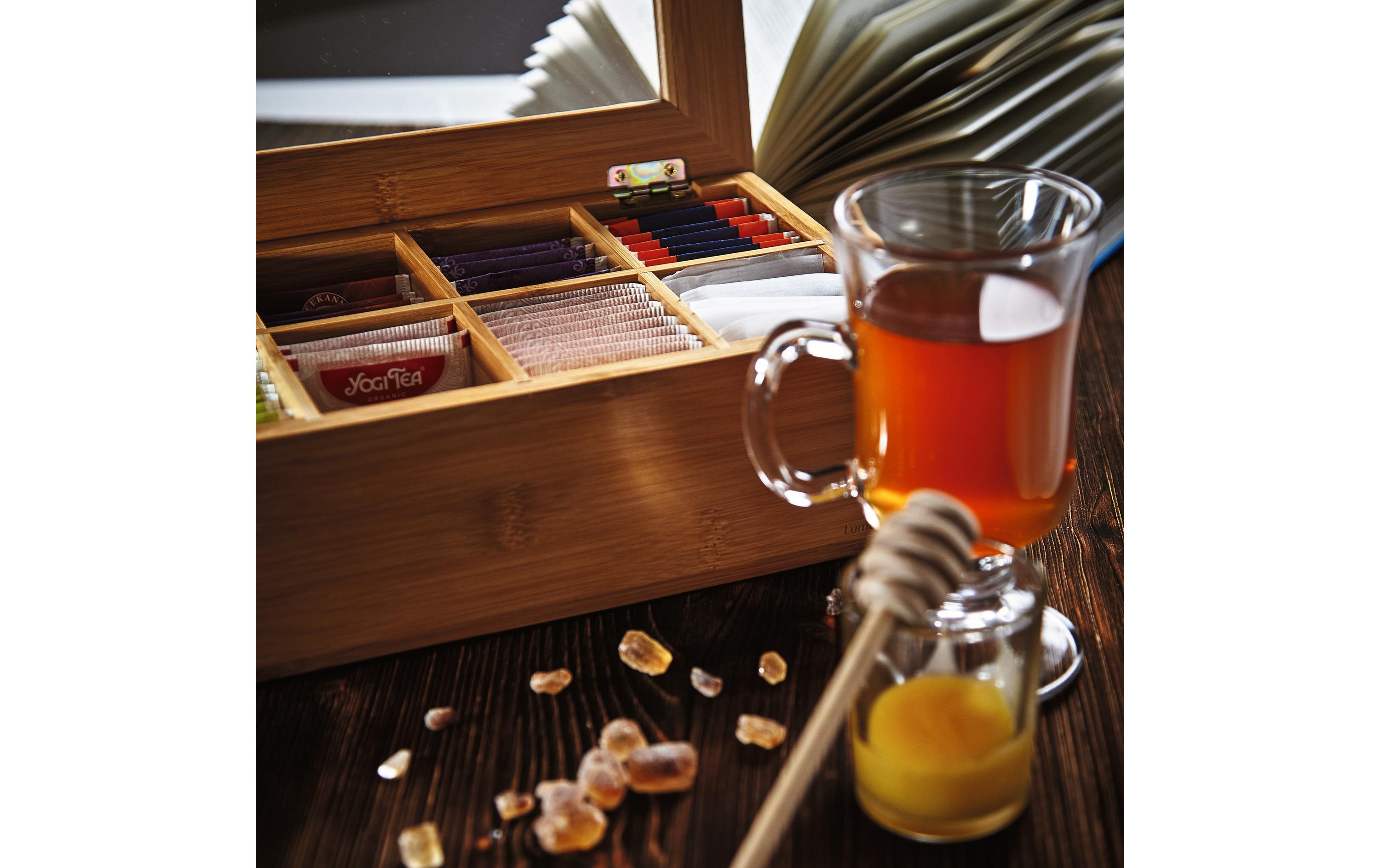 Lumaland Teebeutel-Box 28 x 16 x 9 cm Bambus, China, 8 Fächer