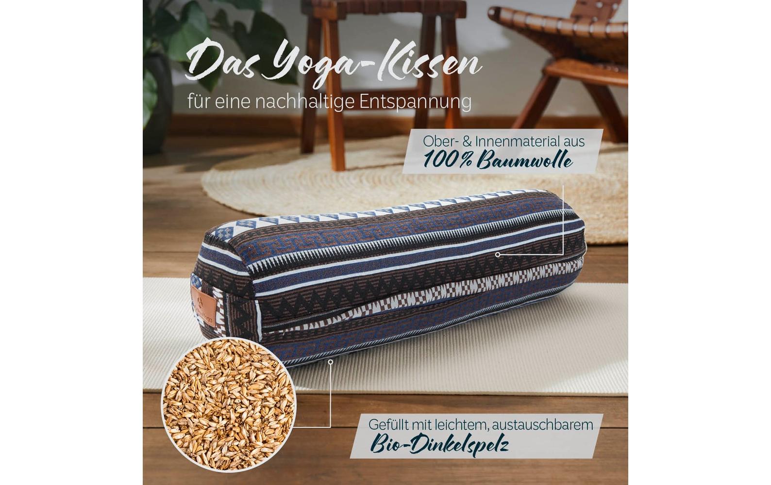 DoYourYoga Yoga-Bolster Tarik, Dinkelspelz, Mehrfarbig/Braun DoYourYoga Yoga-Bolster Tarik, Dinkelspelz, Mehrfarbig/Braun