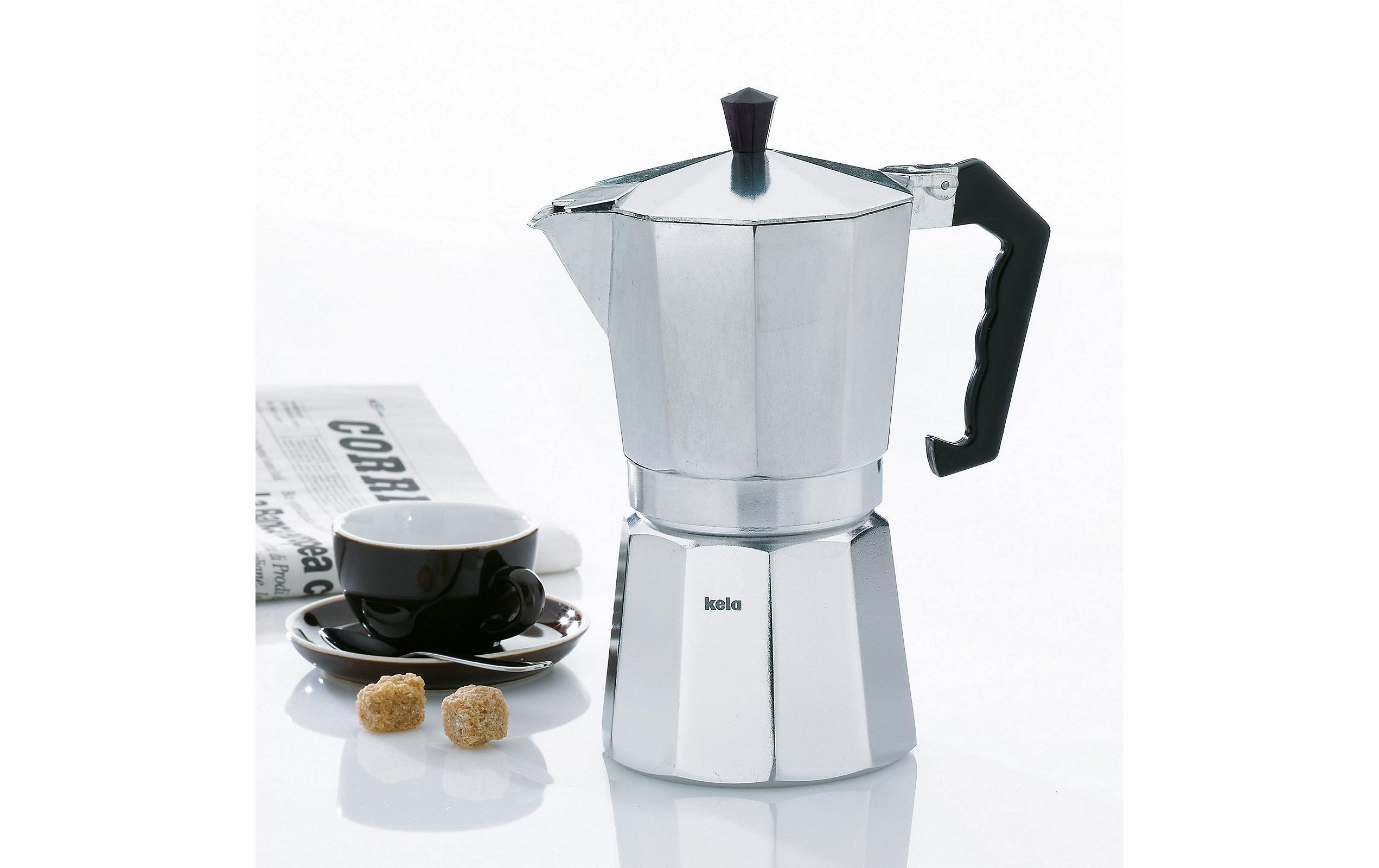 Kela Espressokocher Italia 9 Tassen, Silber