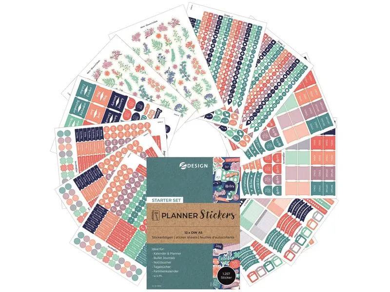 Z-Design Motivsticker Planner Starter Set 12 Blatt, 1.257 Sticker Z-Design Motivsticker Planner Starter Set 12 Blatt, 1.257 Sticker