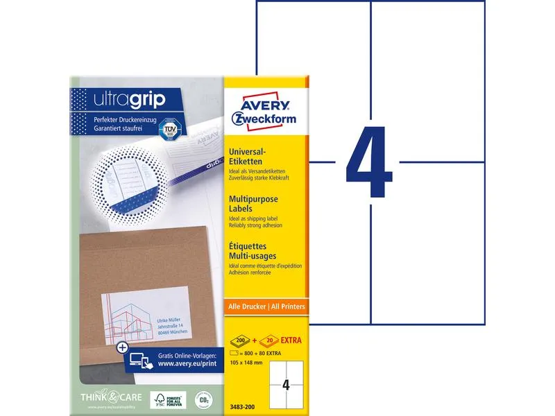 Avery Zweckform Universal-Etiketten 3483 105 x 148 mm, 220 Blatt