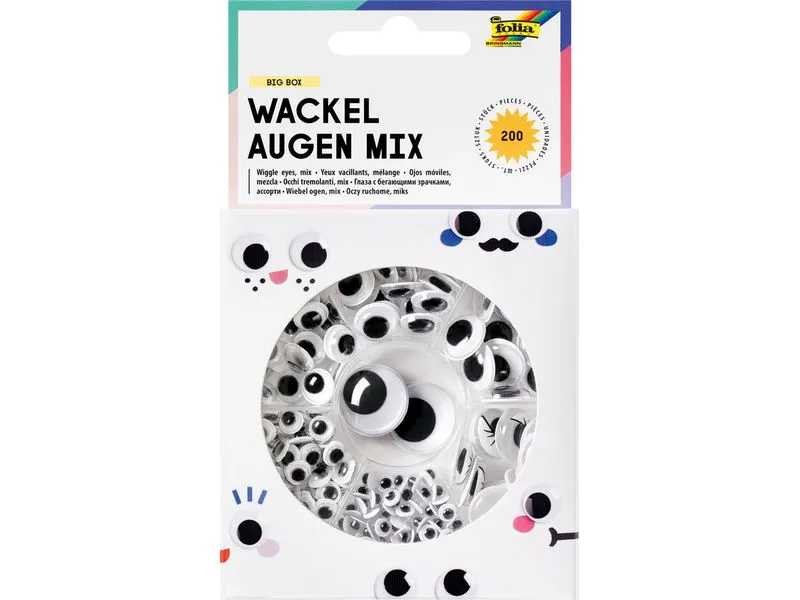 Folia Wackelaugen, sieben Versionen, 200 Stück Folia Wackelaugen, sieben Versionen, 200 Stück