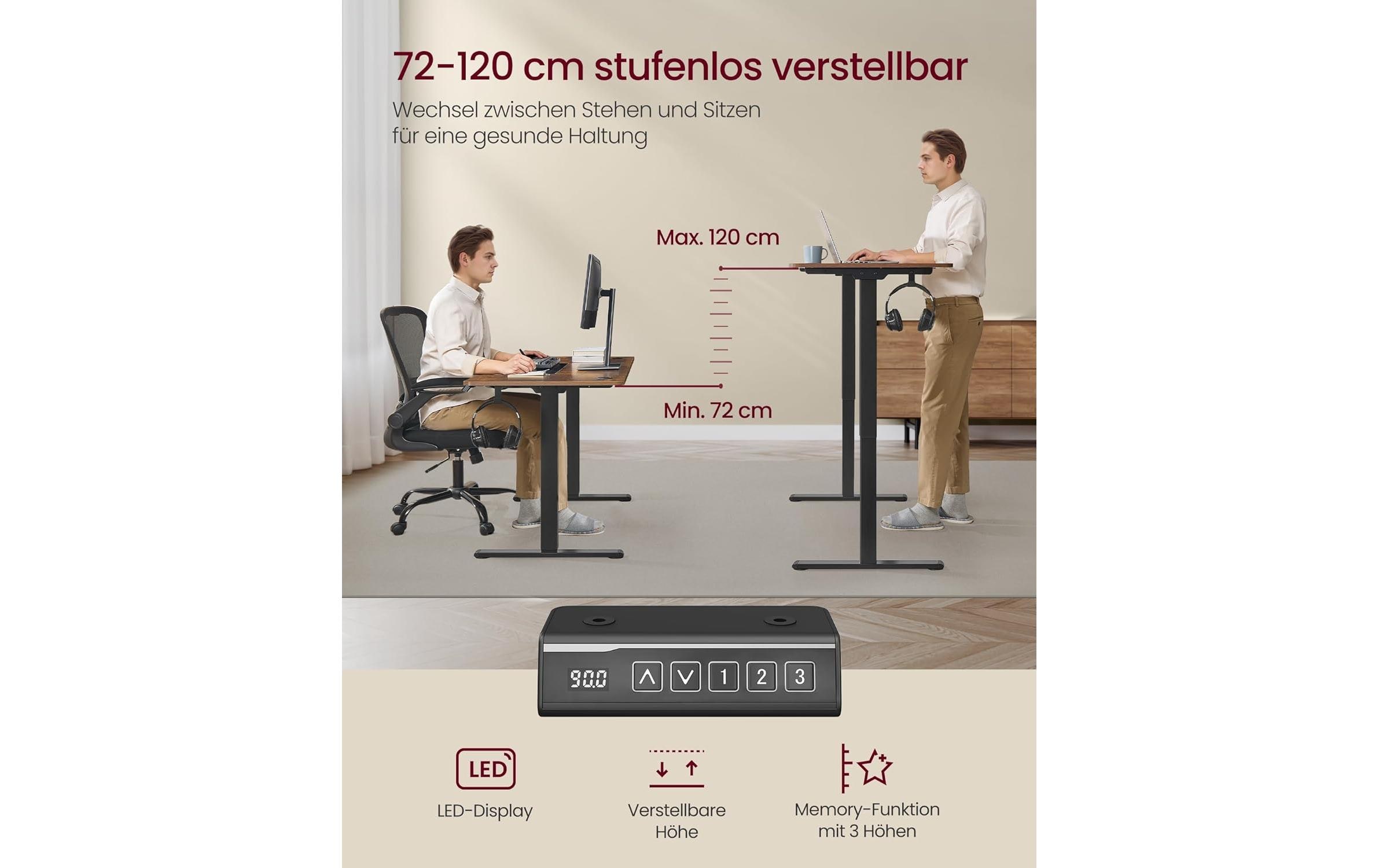Songmics Tischgestell ohne Platte 72-120 cm, Schwarz