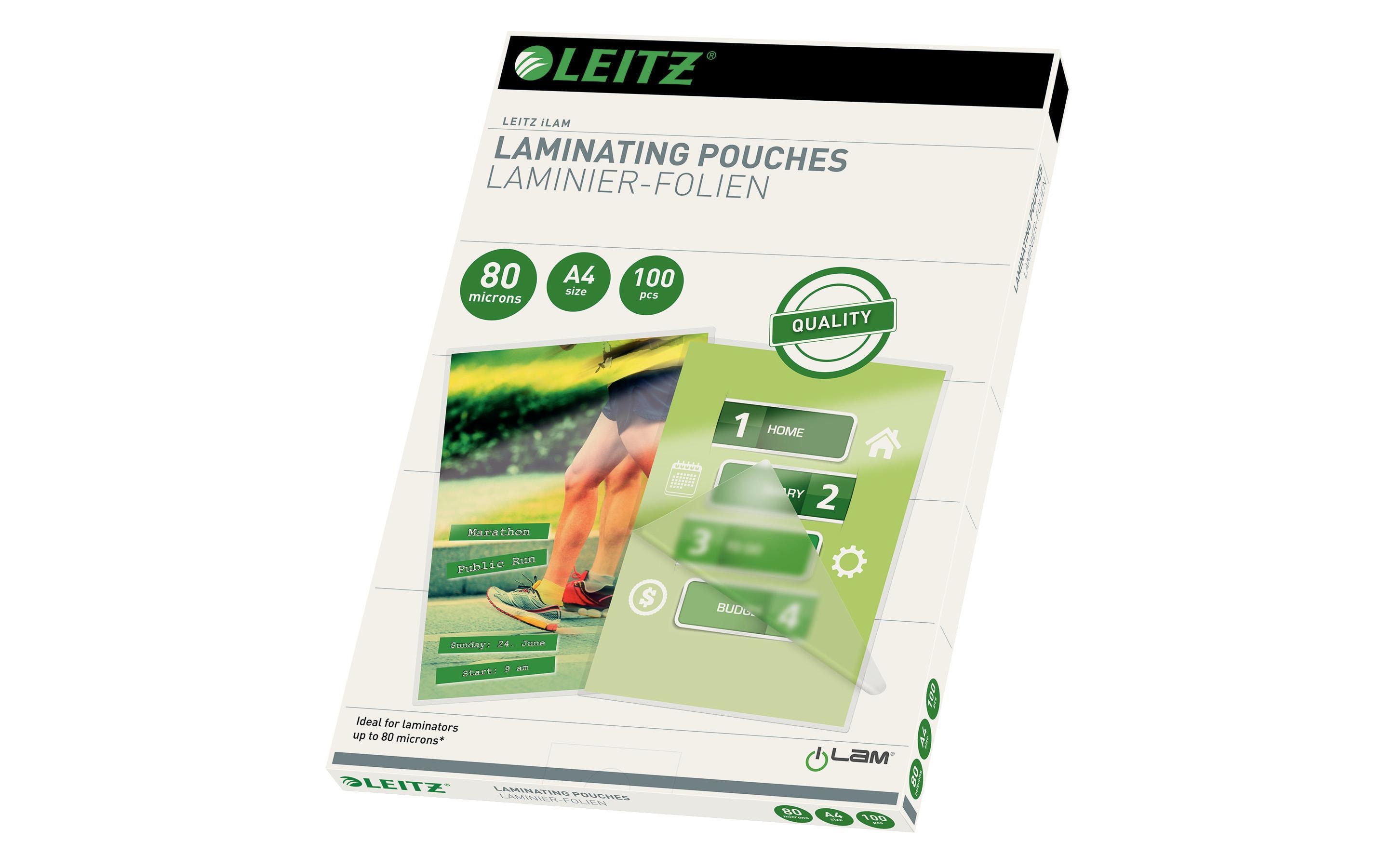 Leitz Laminierfolie A4, 80 µm, 100 Stück, Glänzend