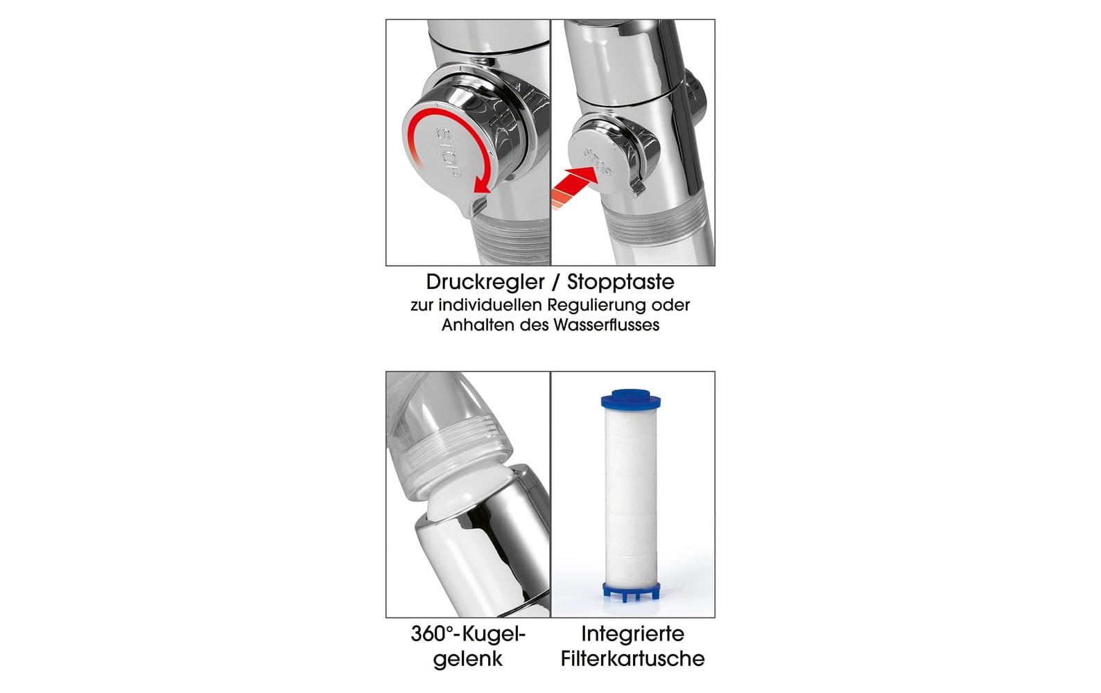 EASYmaxx Handbrause mit Wasserstopp und Druckregler