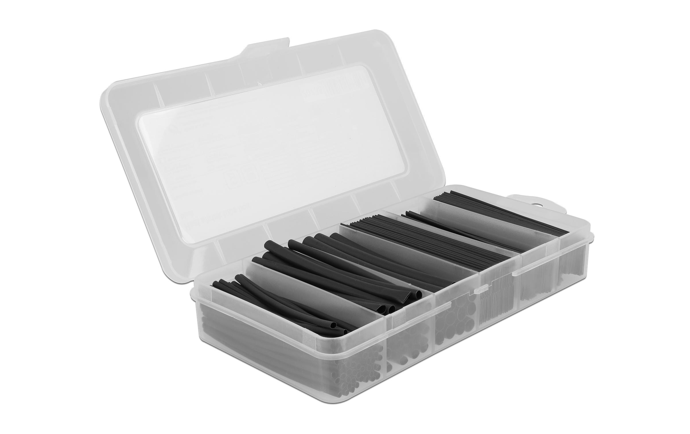Delock Schrumpfschlauch 196-teilig Sortimentsbox, Schwarz Delock Schrumpfschlauch 196-teilig Sortimentsbox, Schwarz