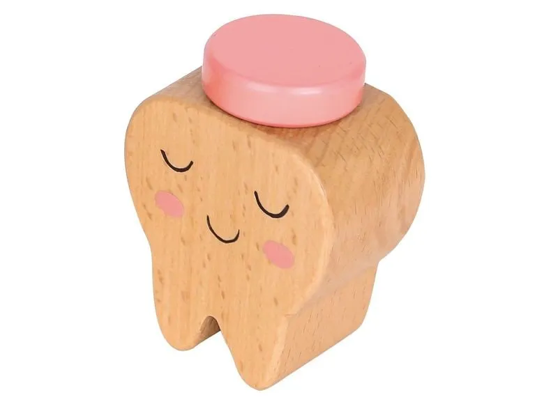 Spielba Holzspielwaren Milchzahndose Zahn rosa
