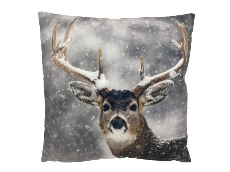 Dameco Kissen gefüllt Hirsch 40 x 40 cm, Braun/Grau