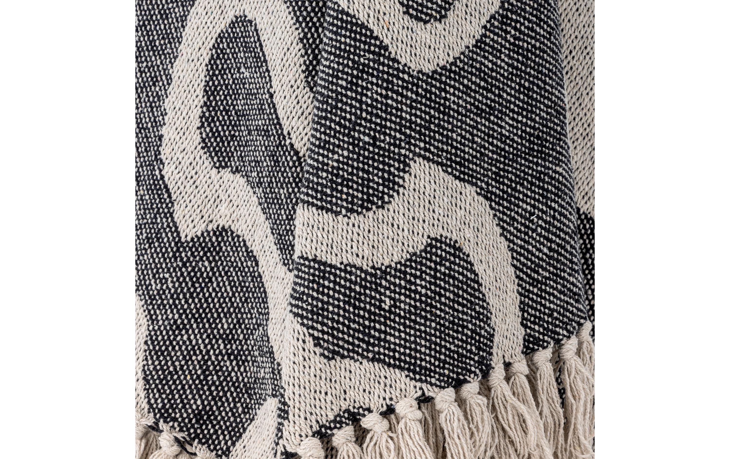 Bloomingville Decke Salobre 160 x 130 cm, Schwarz/Weiss