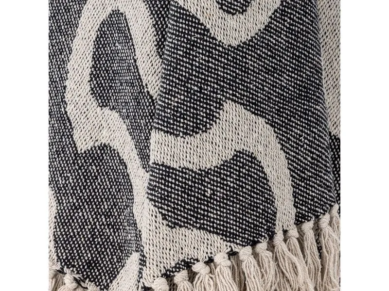 Bloomingville Decke Salobre 160 x 130 cm, Schwarz/Weiss
