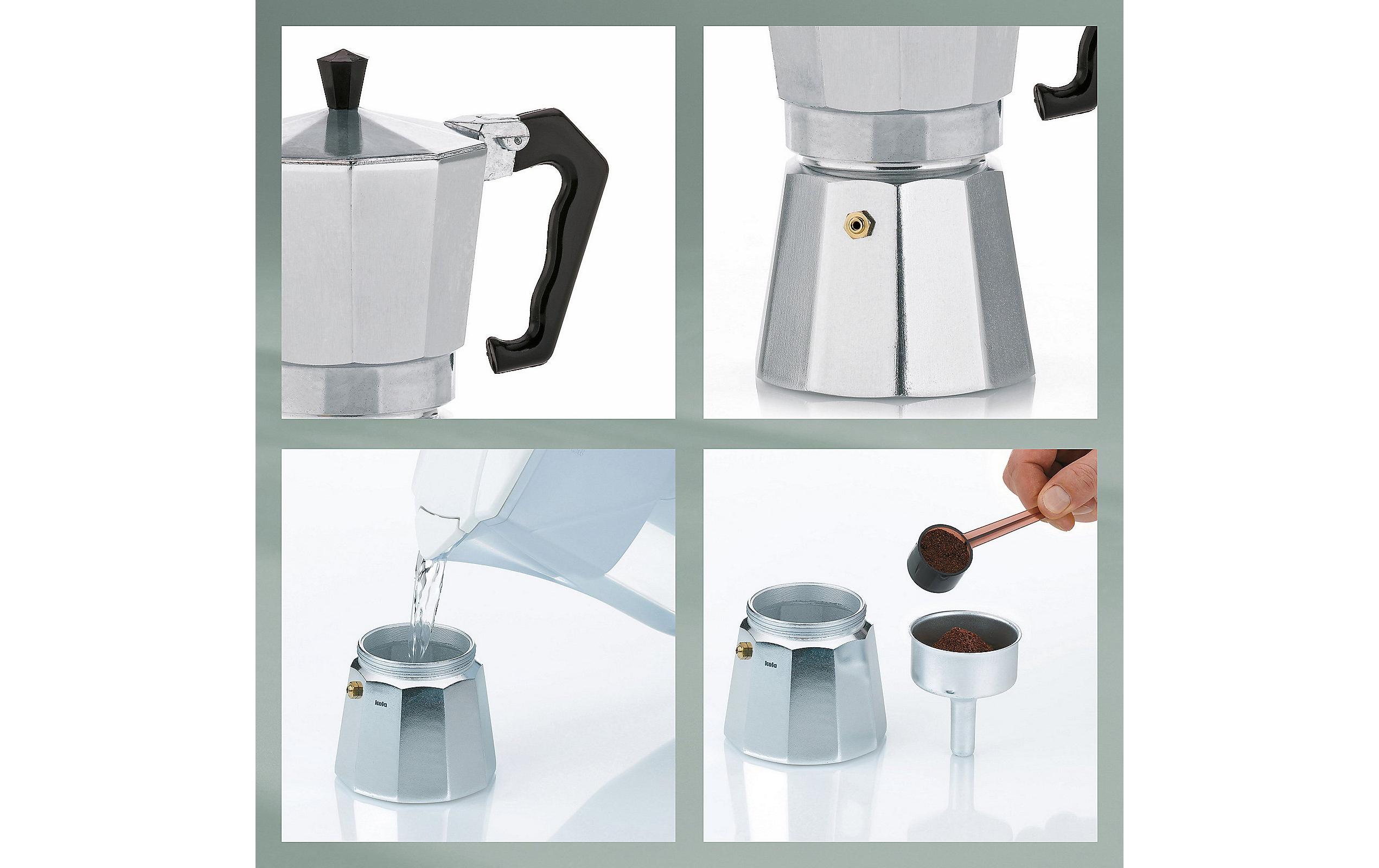 Kela Espressokocher Italia 9 Tassen, Silber