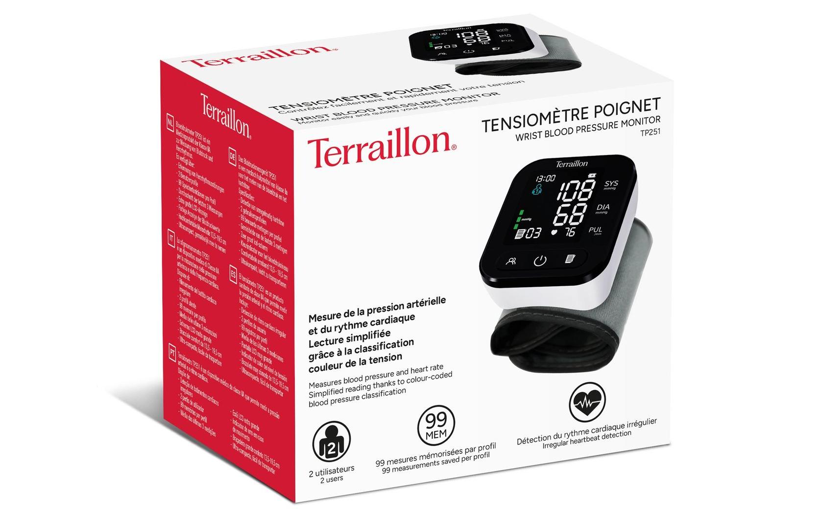 Terraillon Blutdruckmessgerät TB251 Oberarm Kunststoff Schwarz Weiss
