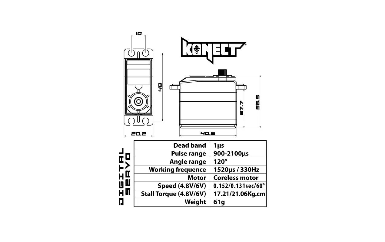 Konect Standard Servo 2113LVRX Racing 21 kg, 0.13 s, Brushless