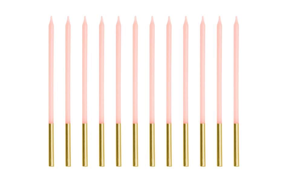 Partydeco Kerze Rosa, 14 cm, 12 Stück