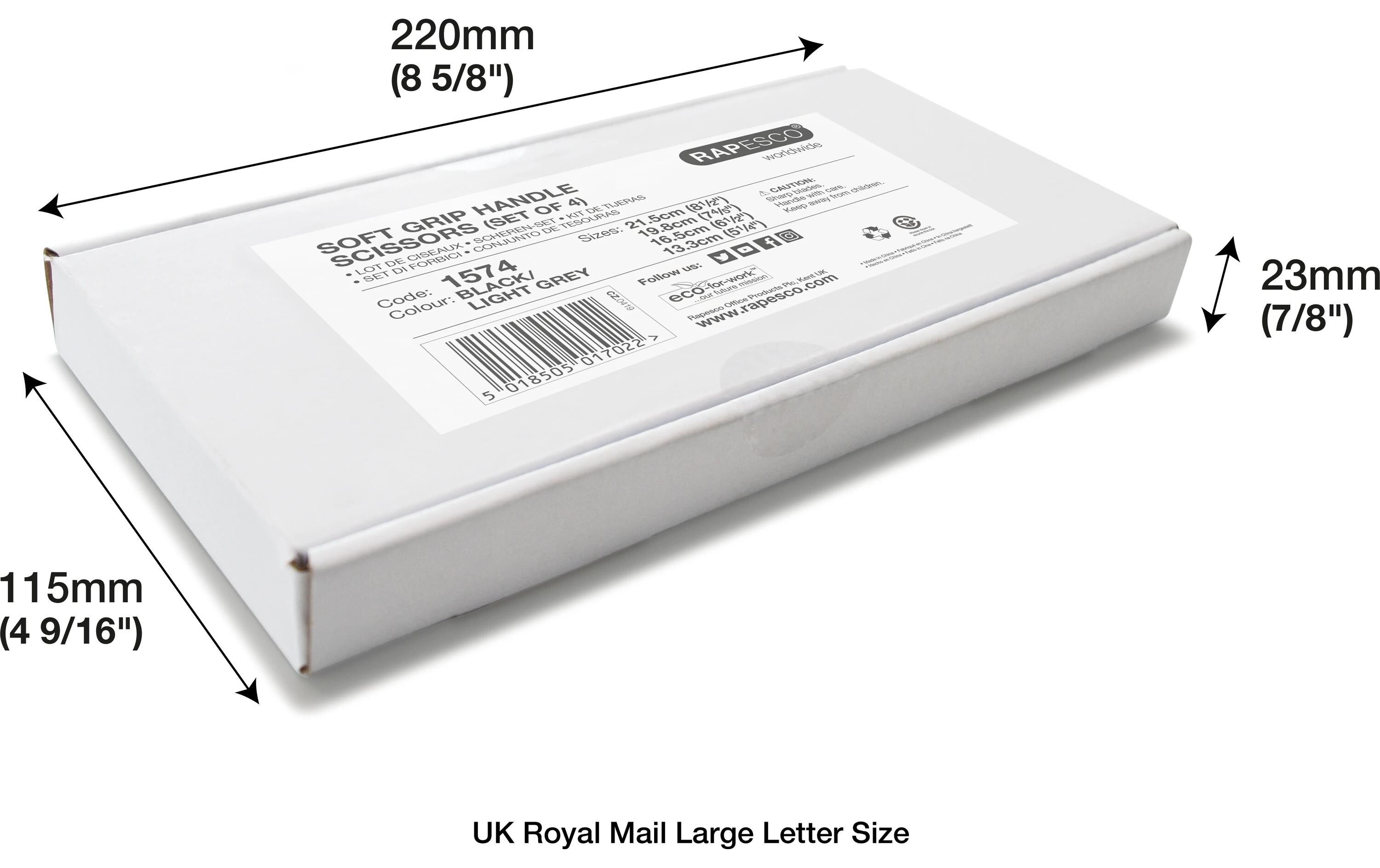 Rapesco Schere Soft Grip Schwarz/Grau, 4 Stück, Edelstahl, Universal