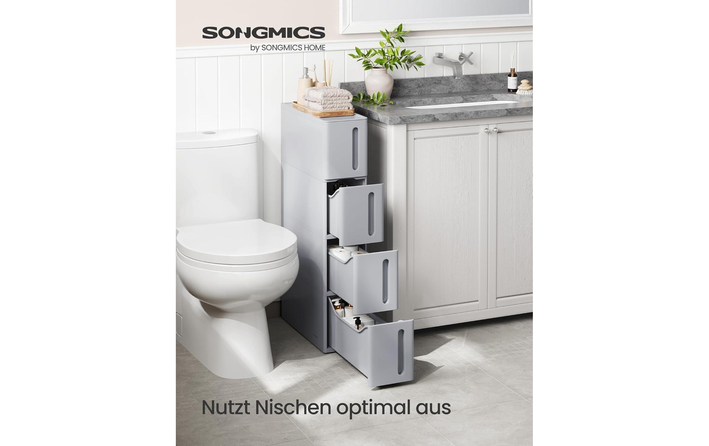 Songmics Nischenwagen mit Rädern 45.2 x 84 x 17.3 cm, Grau