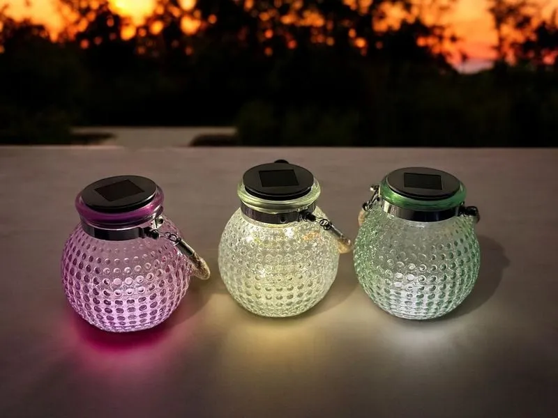 Dameco Windlicht Solar Glas 3er Set