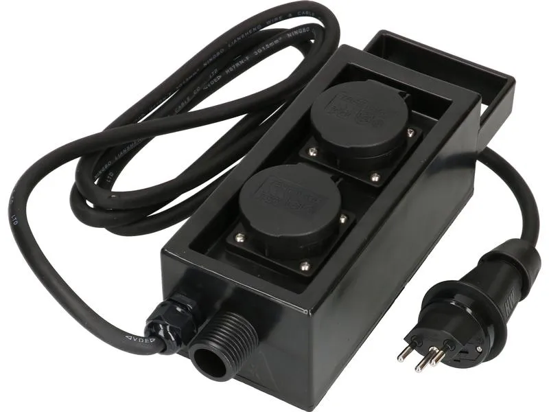 Max Hauri Gartensteckdose 2x T13 IP55 mit Spiess, Schwarz Max Hauri Gartensteckdose 2x T13 IP55 mit Spiess, Schwarz