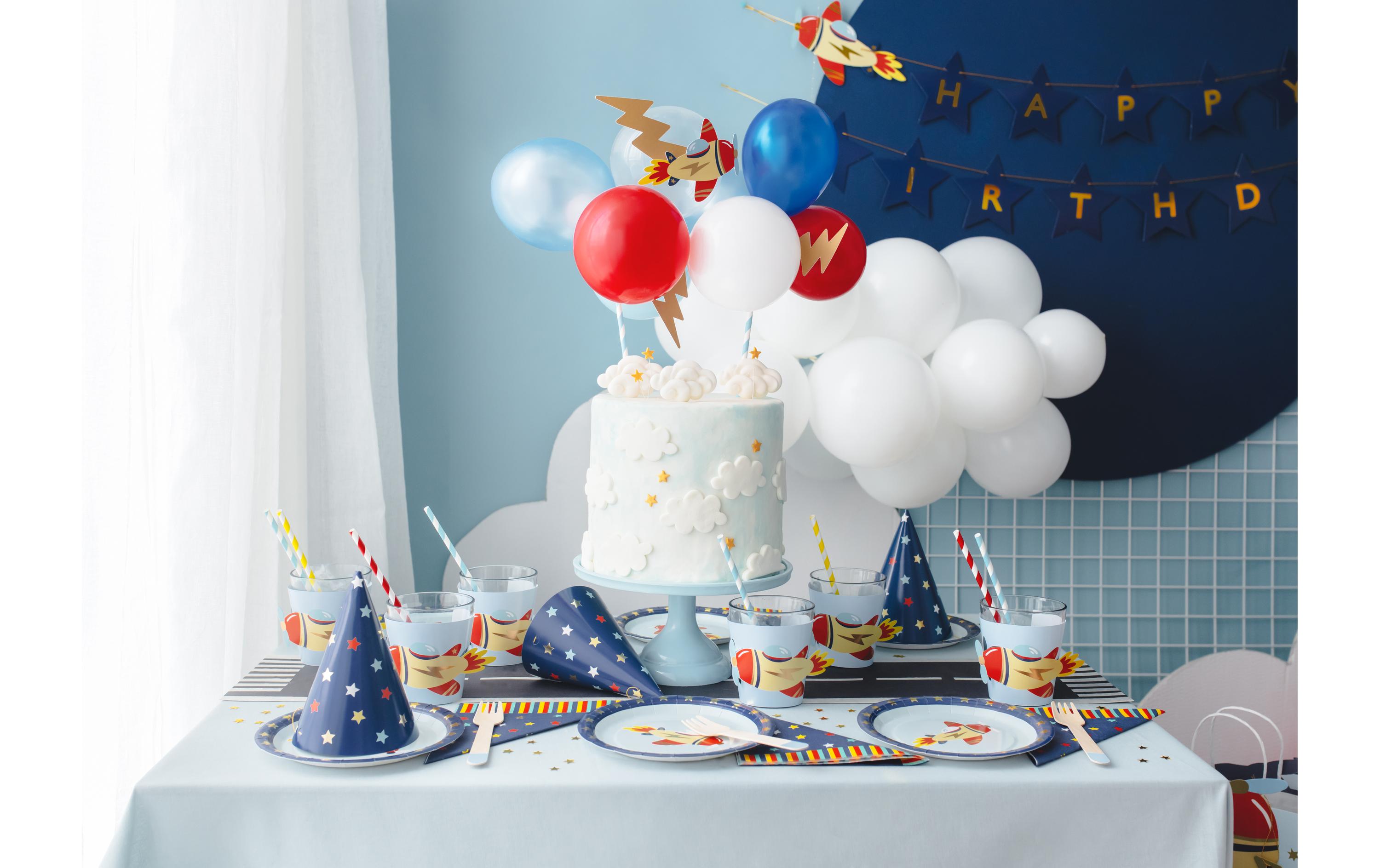 Partydeco Glasmarkierer Flugzeug Mehrfarbig