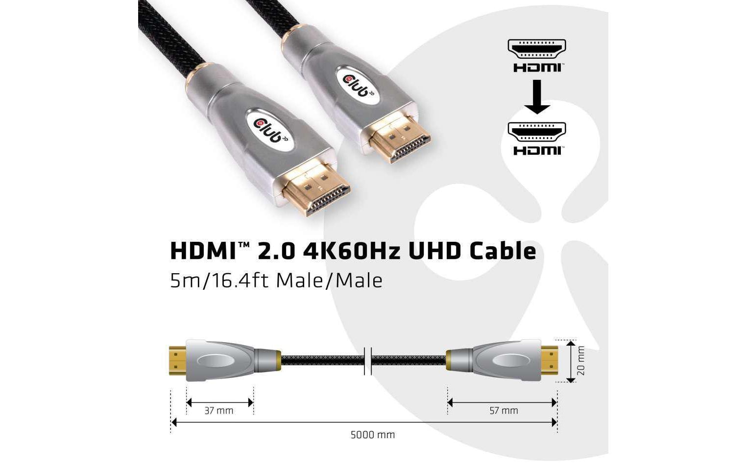 Club 3D Kabel 4K60Hz UHD HDMI – HDMI, 5 m