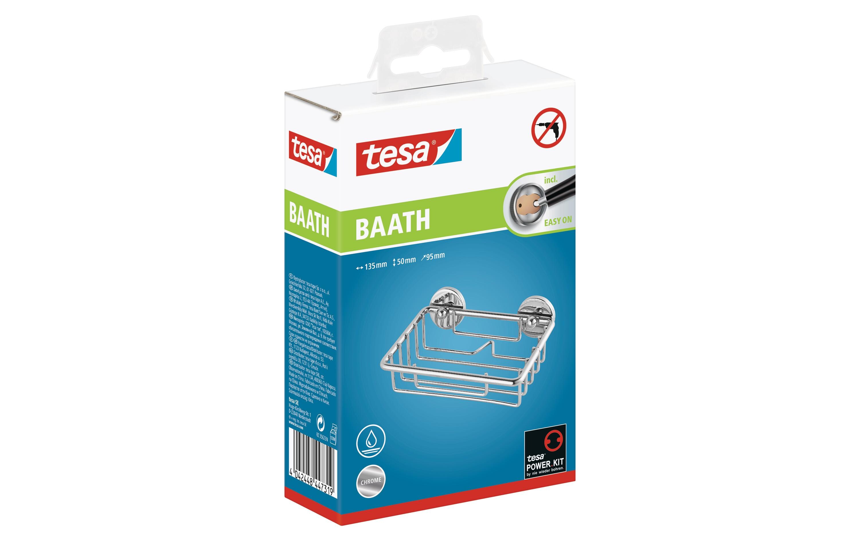 tesa Bad-Utensilienhalter Baath Silber, Edelstahl