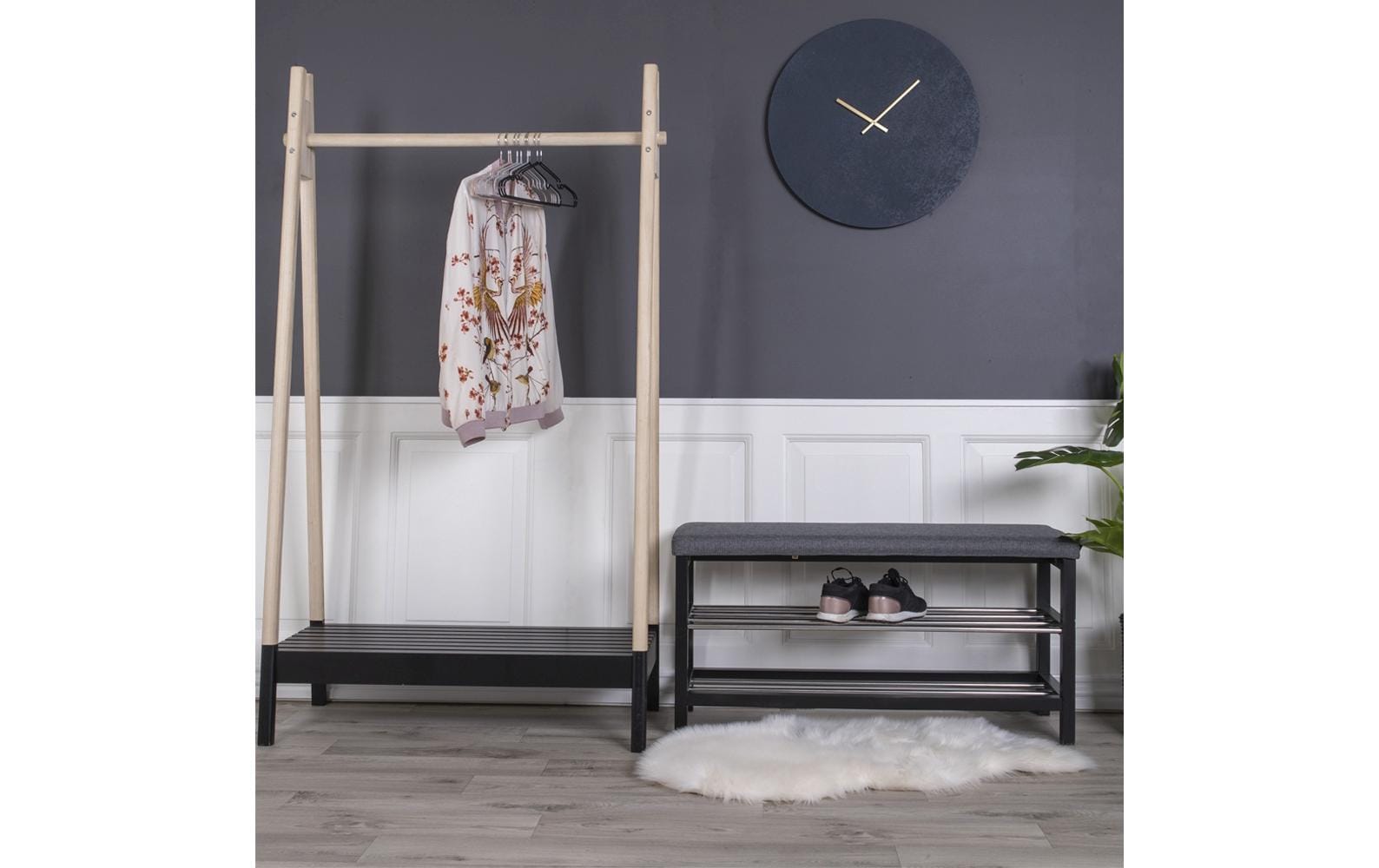 House Nordic Sitzbank Padova 100 x 50 cm, Grau/Schwarz