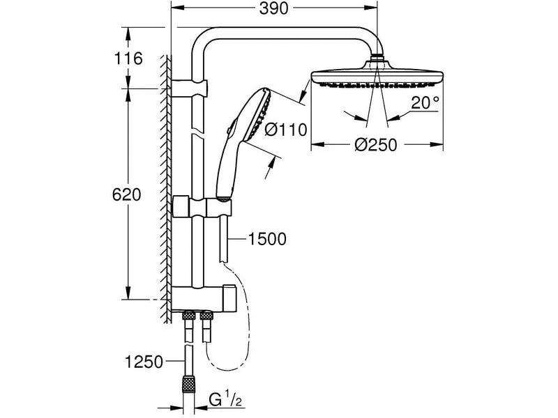 GROHE Duschsystem Vitalio Start 250 Chrom