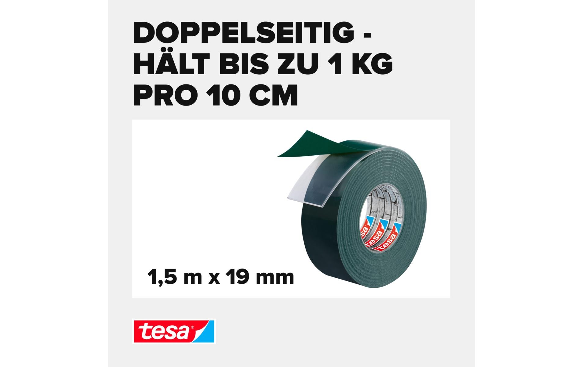 tesa Montageband Powerbond Outdoor ohne Bohren - 1.5m x 19 mm