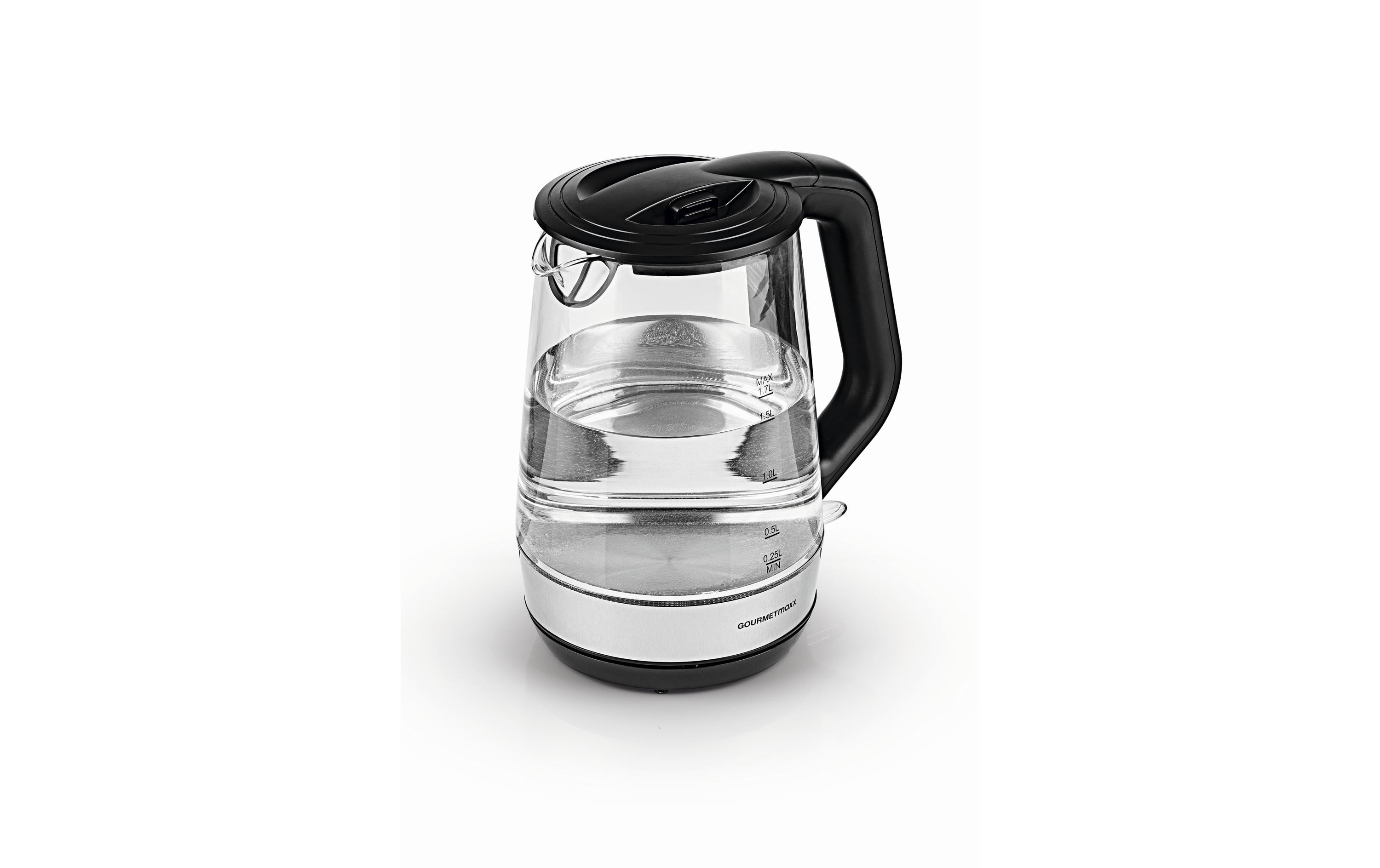 GOURMETmaxx Wasserkocher 1.7 l, Schwarz/Transparent