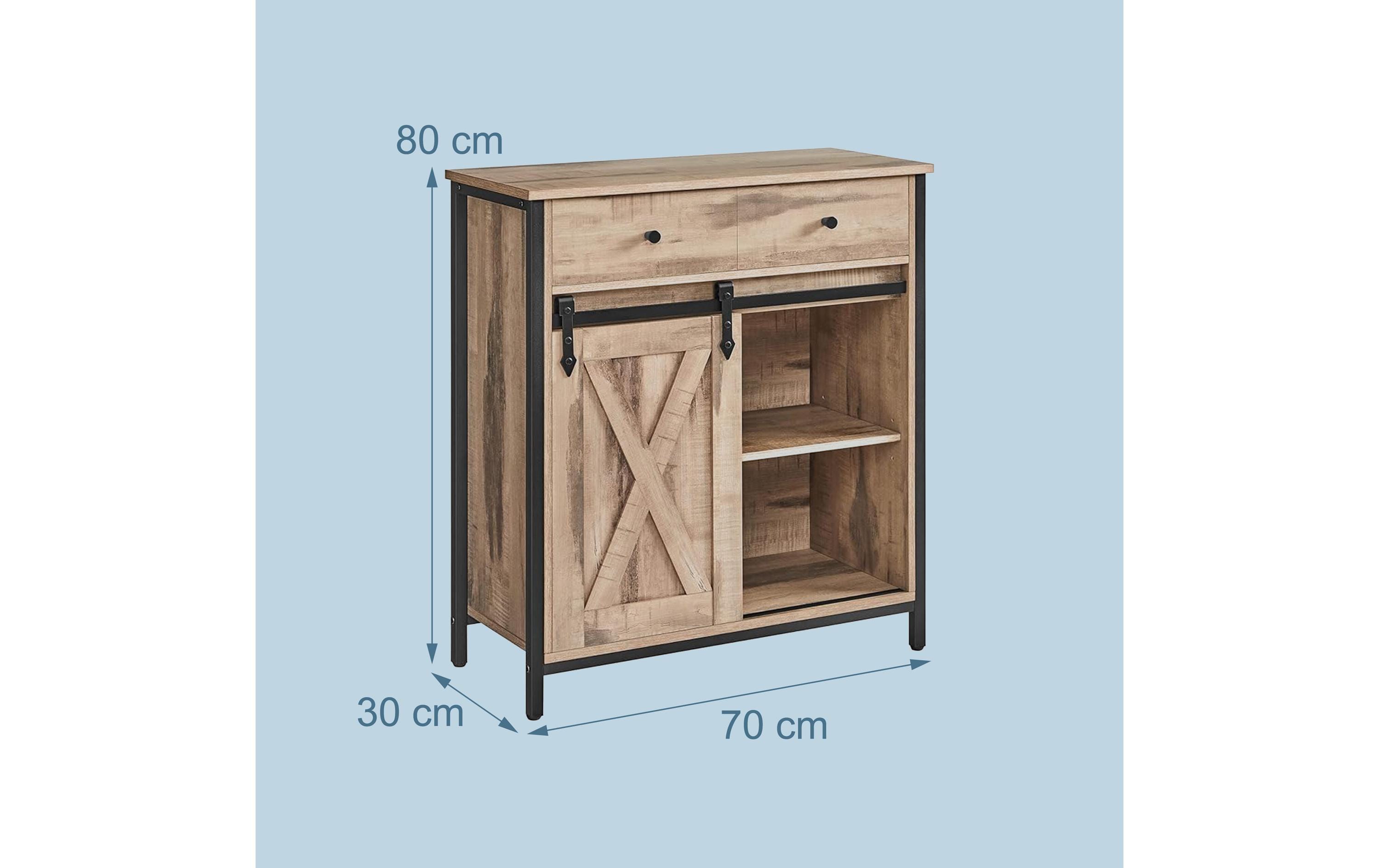 relaxdays Sideboard 80 x 70 x 30 cm Hellbraun/Schwarz