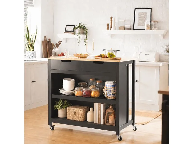 relaxdays Küchenwagen Kücheninsel 100 x 94 x 60 cm, Schwarz/Braun relaxdays Küchenwagen Kücheninsel 100 x 94 x 60 cm, Schwarz/Braun