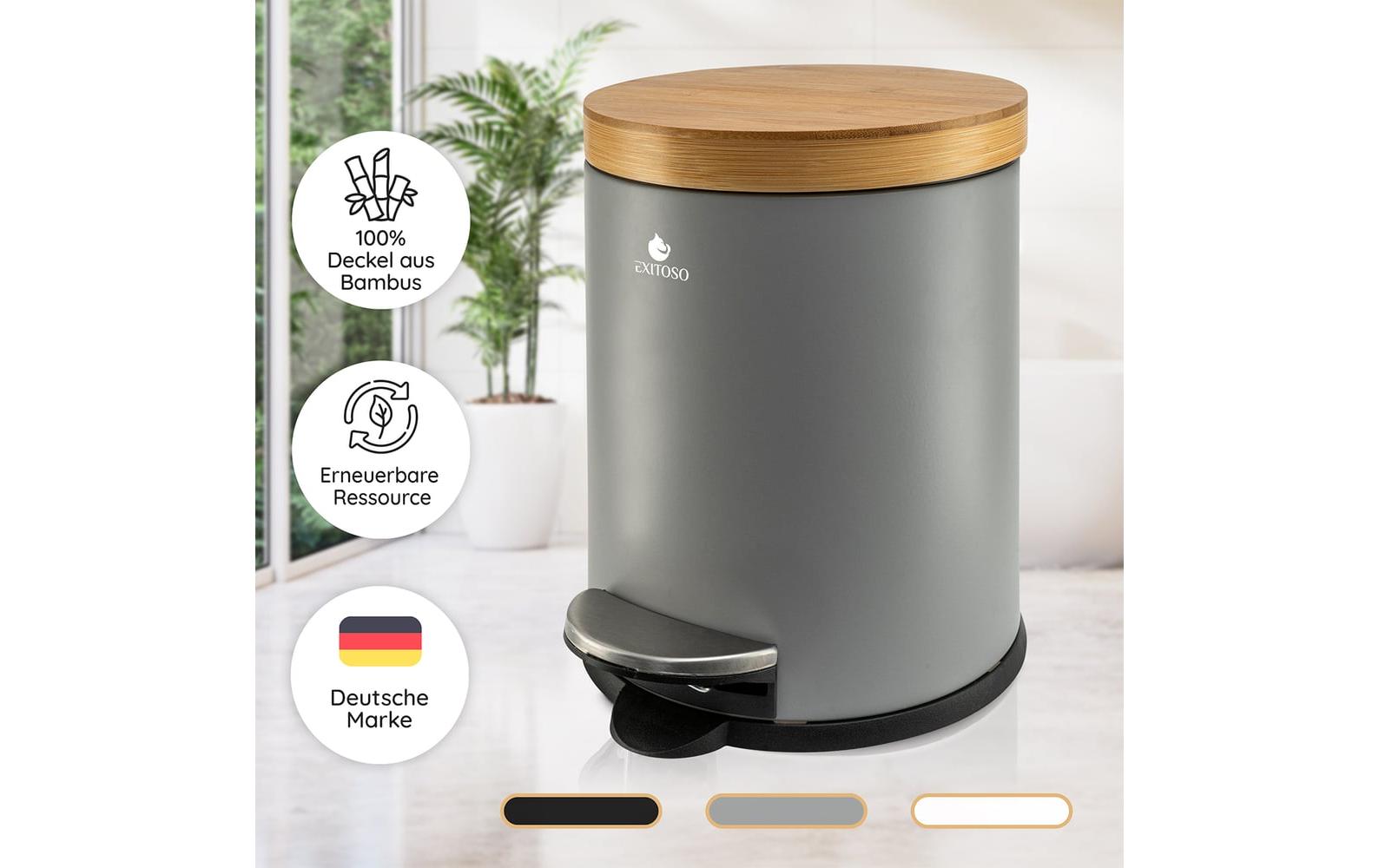 Exitoso Tretmülleimer mit Softclose-Deckel 5 l, Grau