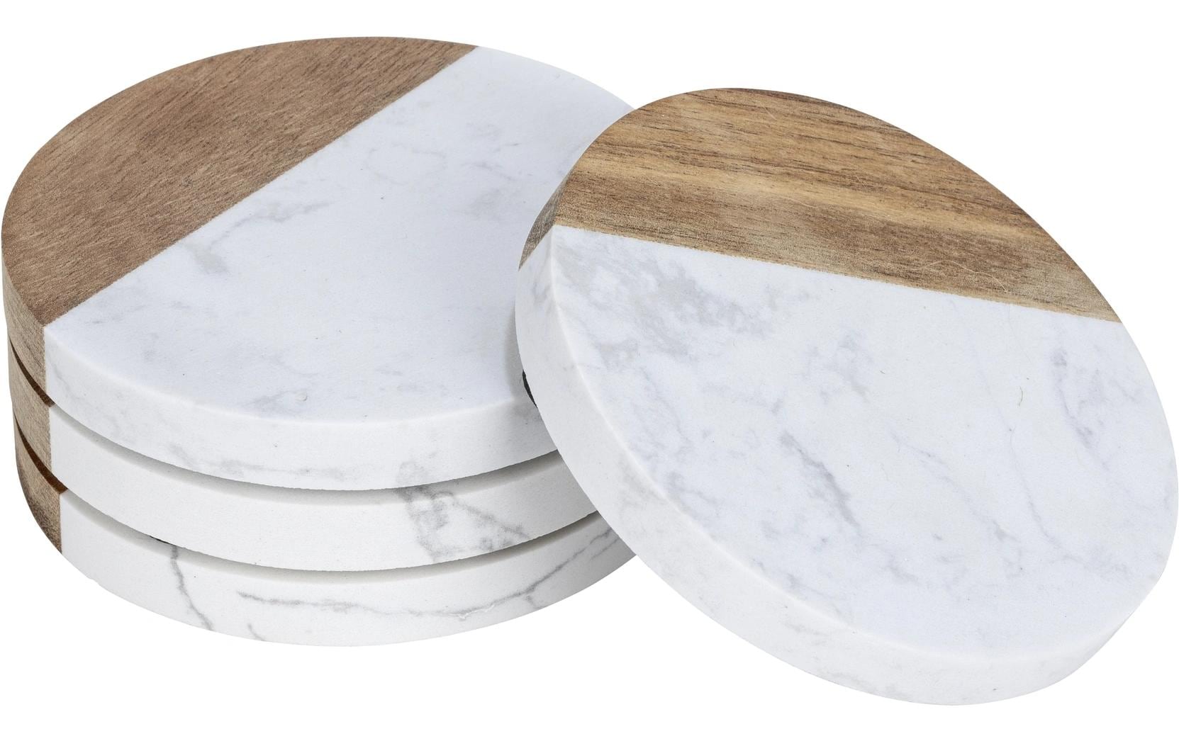 Wenko Glasuntersetzer Marnie 10 x 10 cm, 4 Stück, Braun/Weiss