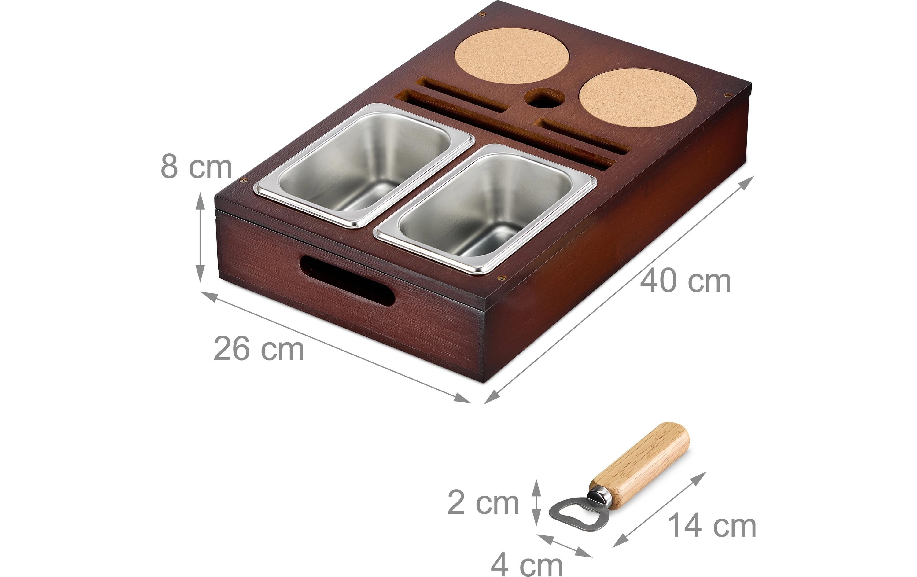 relaxdays Serviertablett mit Snackschalen Dunkelbraun