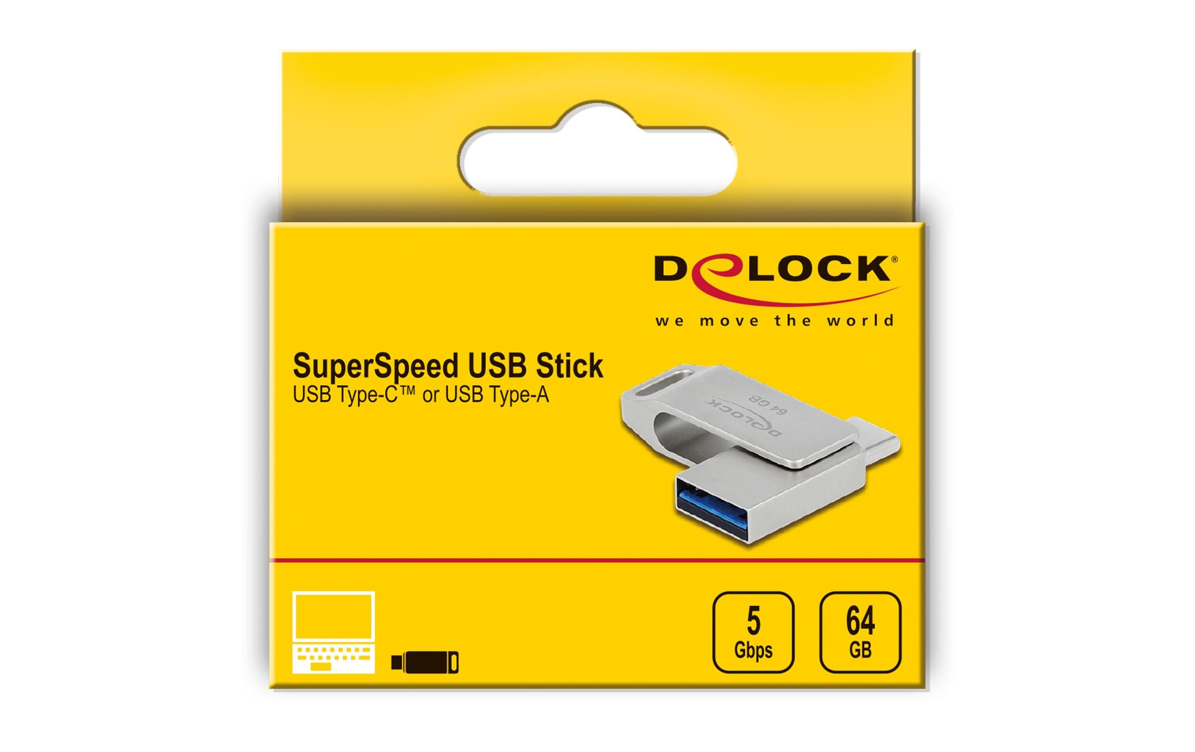 Delock USB-Stick 3.2 Gen 1 USB-C + Typ-A 64 GB