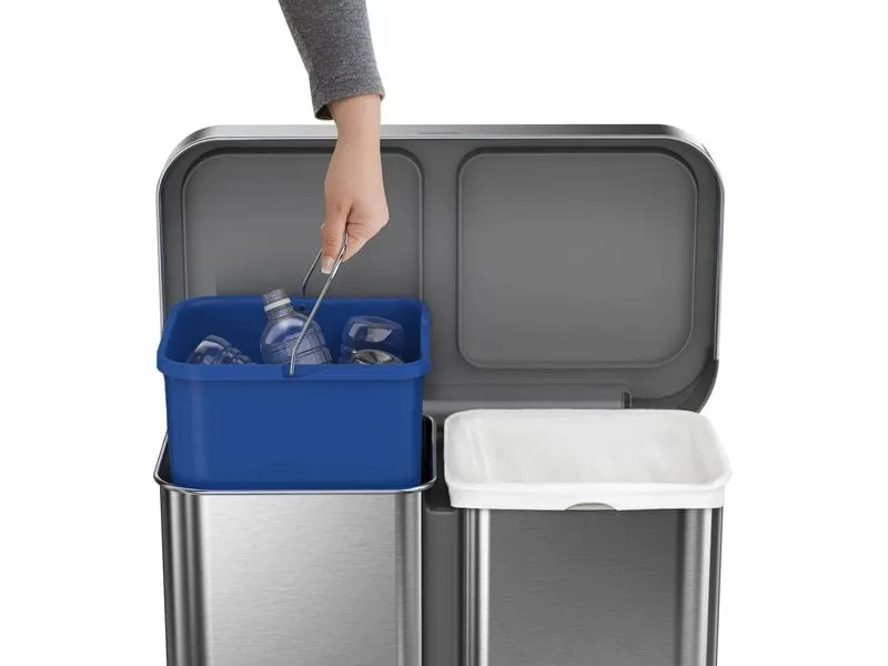 Simplehuman Abfalleimer Doppelkammer 58 l, Silber gebürstet Simplehuman Abfalleimer Doppelkammer 58 l, Silber gebürstet