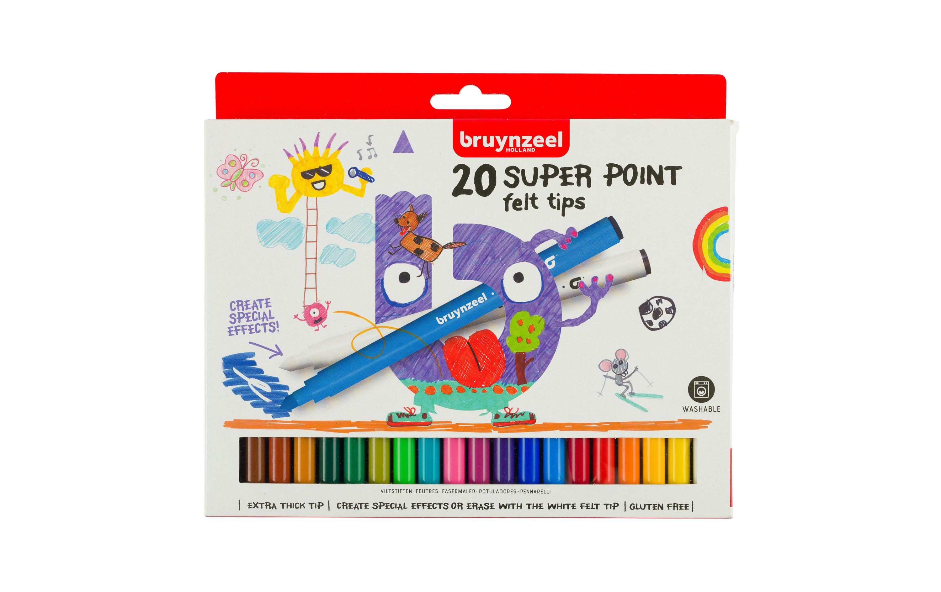 Bruynzeel Fasermaler Super Point 20-er Set, Mehrfarbig