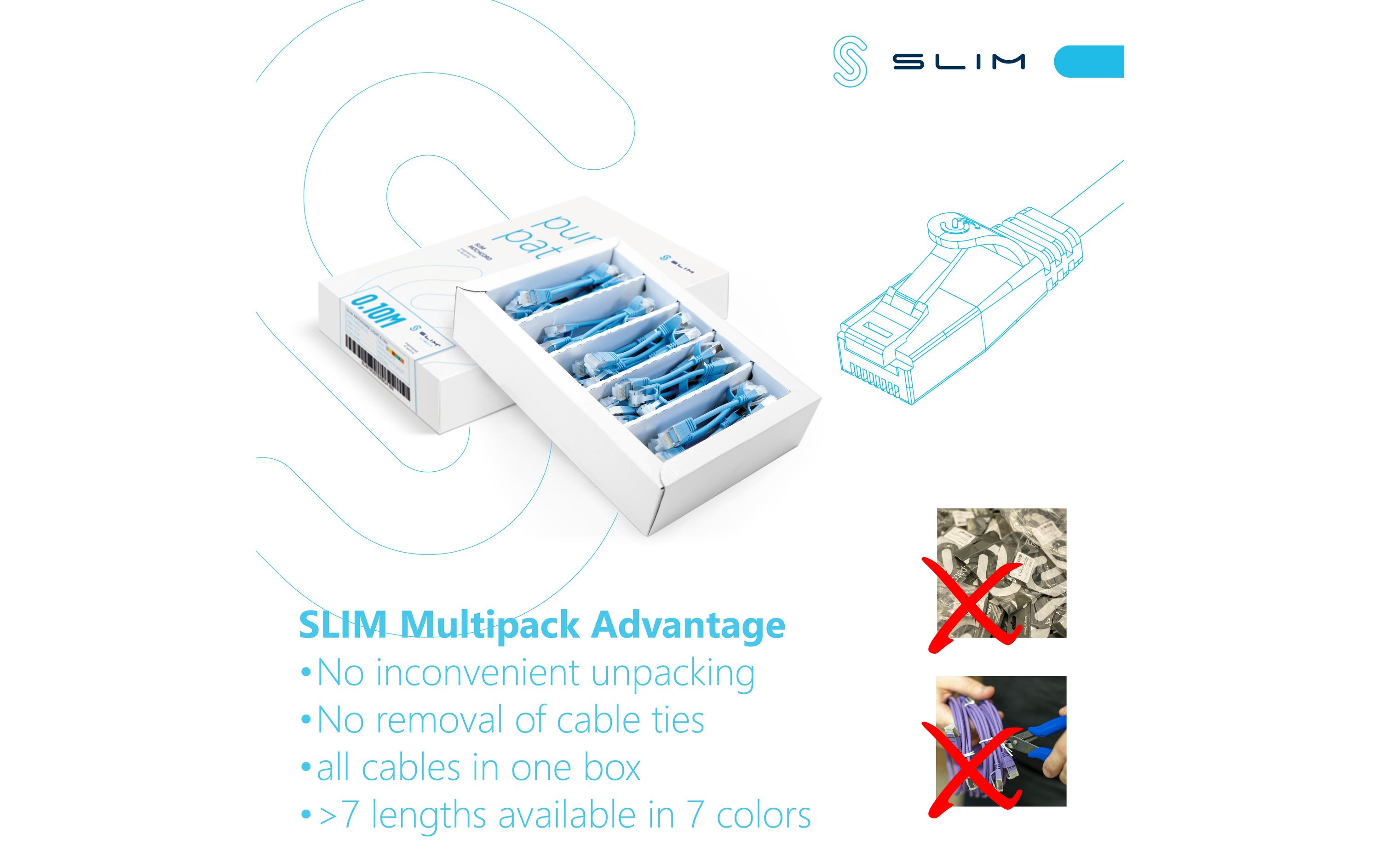 SLIM Slimpatchkabel RJ-45, Cat 6A, U/FTP, 0.5 m, Rot, 90-Pack