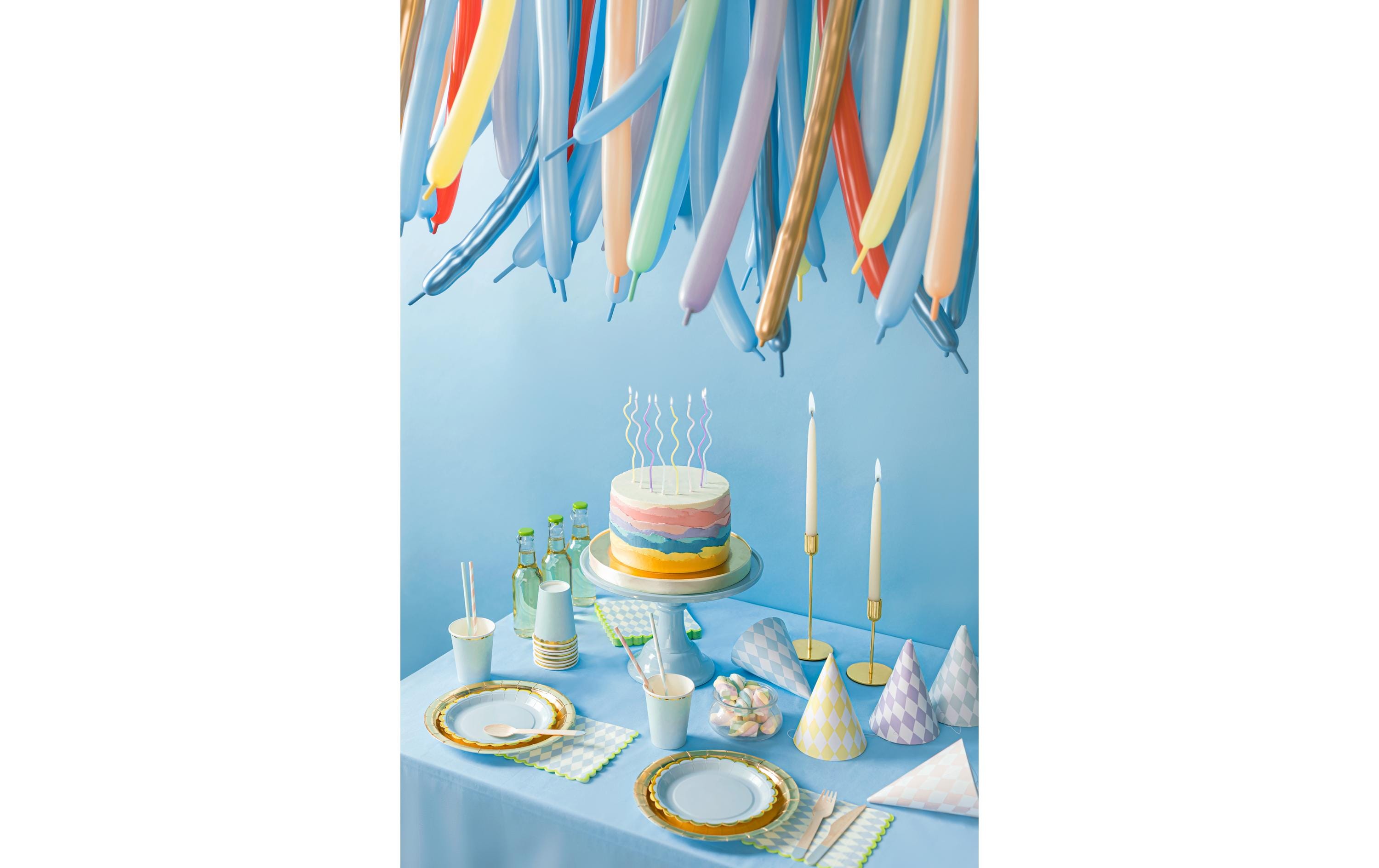 Partydeco Kerze gedreht 8 Stück, Mehrfarbig