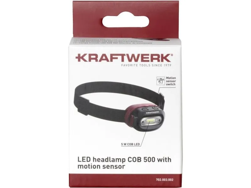 Kraftwerk LED-Stirnlampe COB 500, 500 lm, Schwarz
