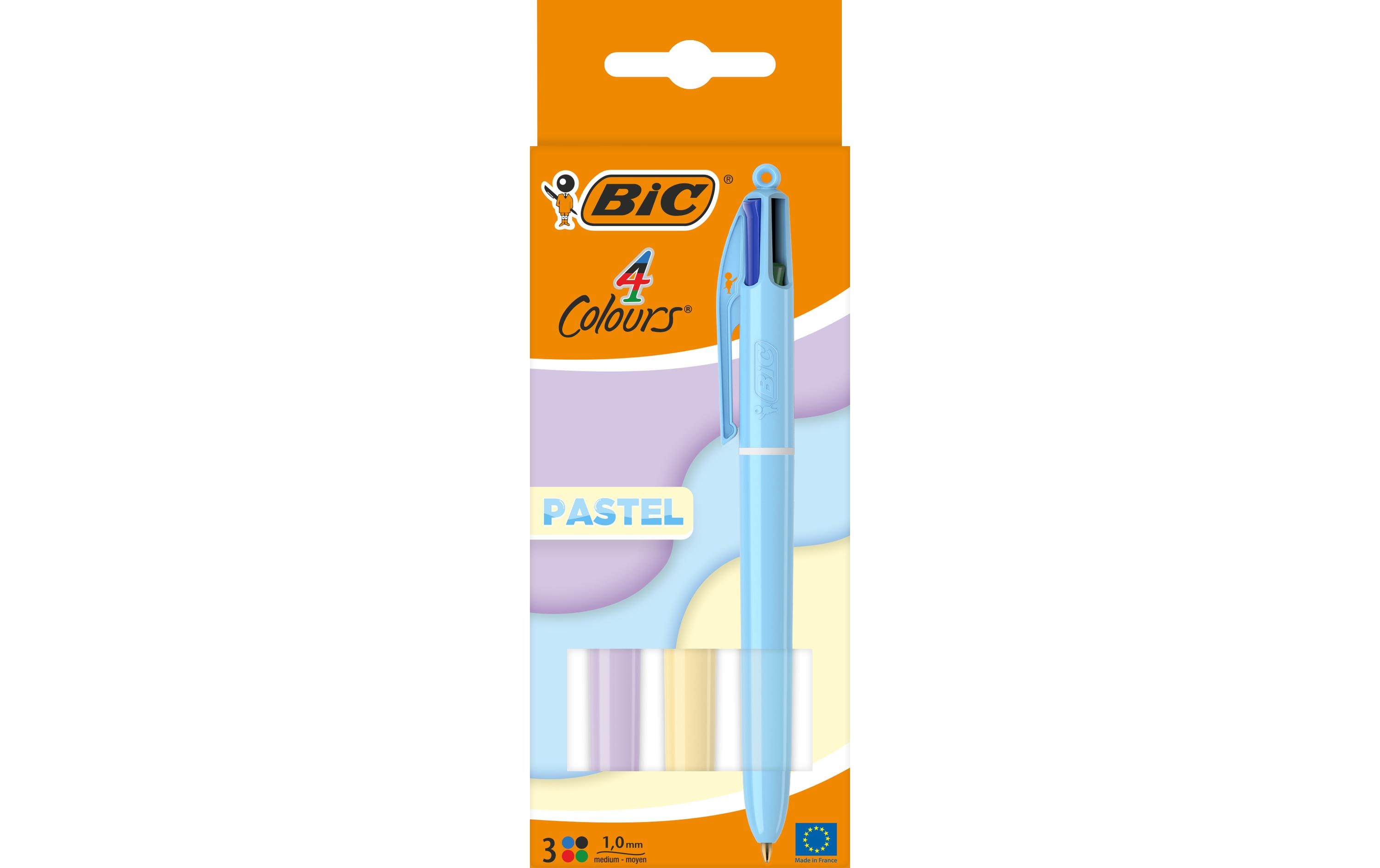 BIC Mehrfarbenkugelschreiber 4 Colours Pastel 3 Stück