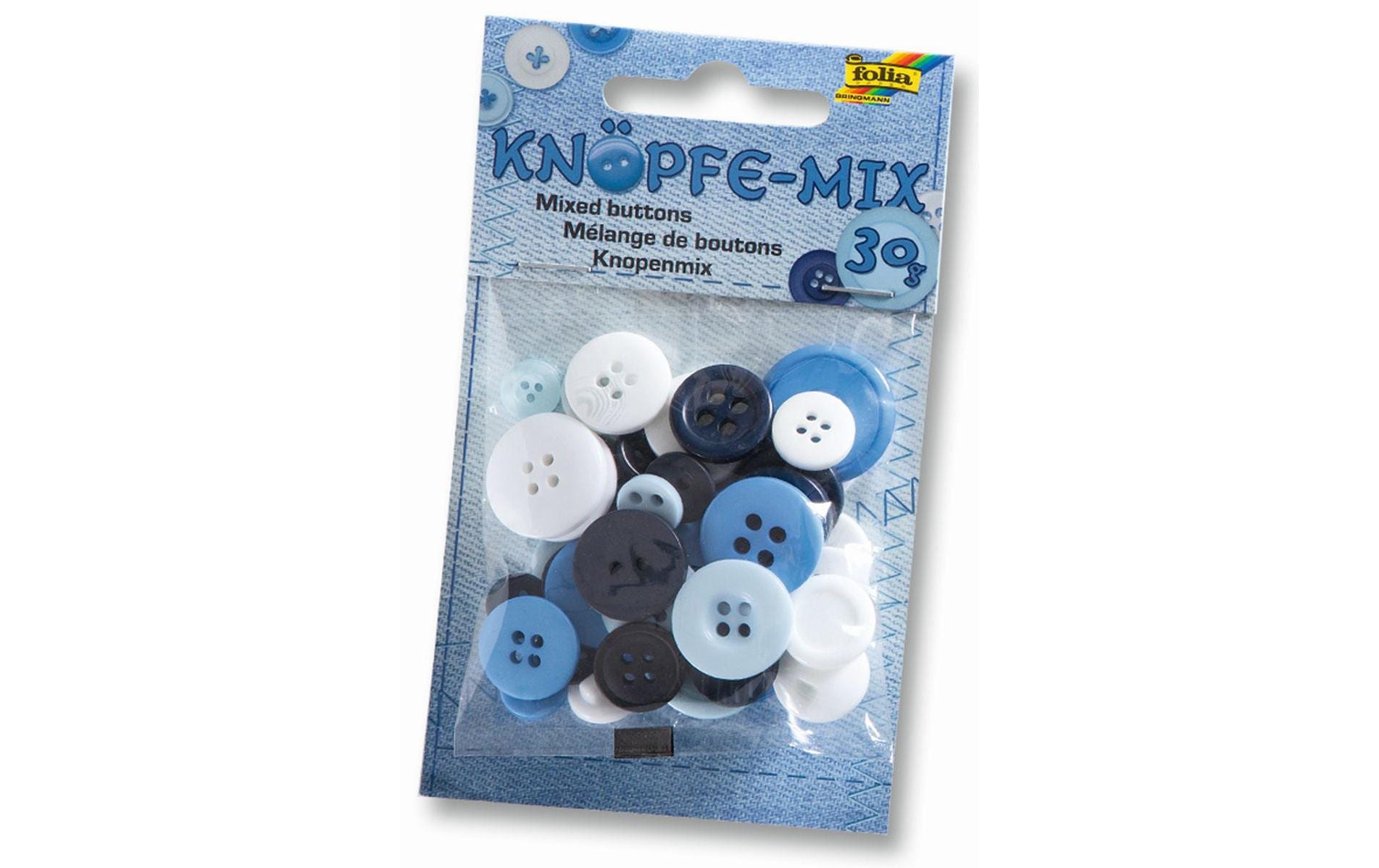 Folia Knöpfe-Mix Ton in Ton, Blau