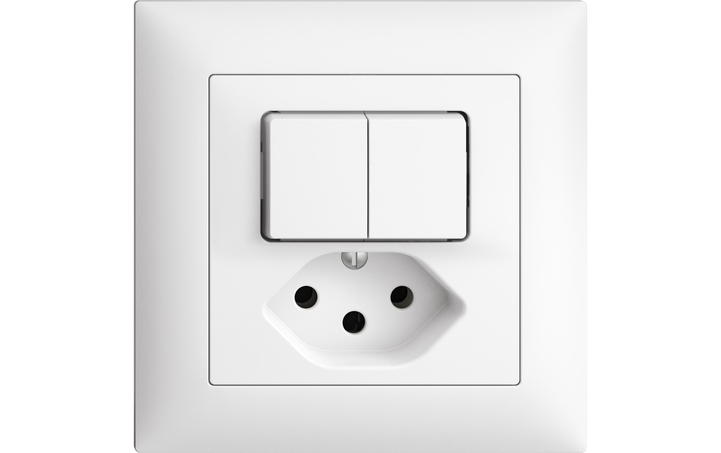 Feller EDIZIOdue Kleinkombi Zwei Druckschalter und Steckdose