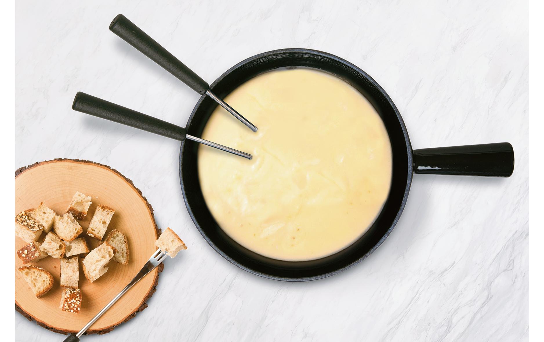 Stöckli Käsefondue-Set Pilatus 8 Teile, Schwarz