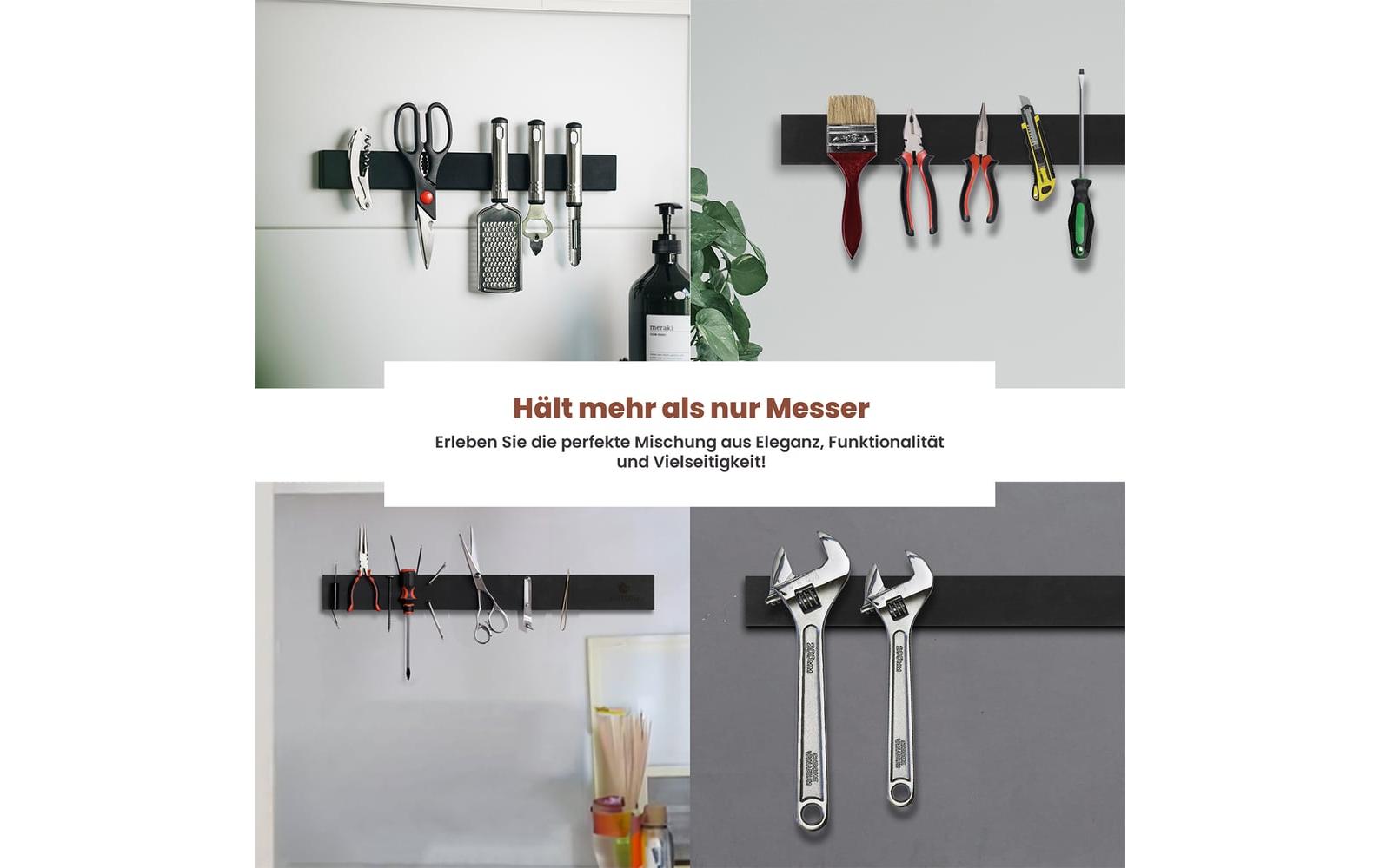 Exitoso Magnetschiene für Messer Schwarz 40 cm