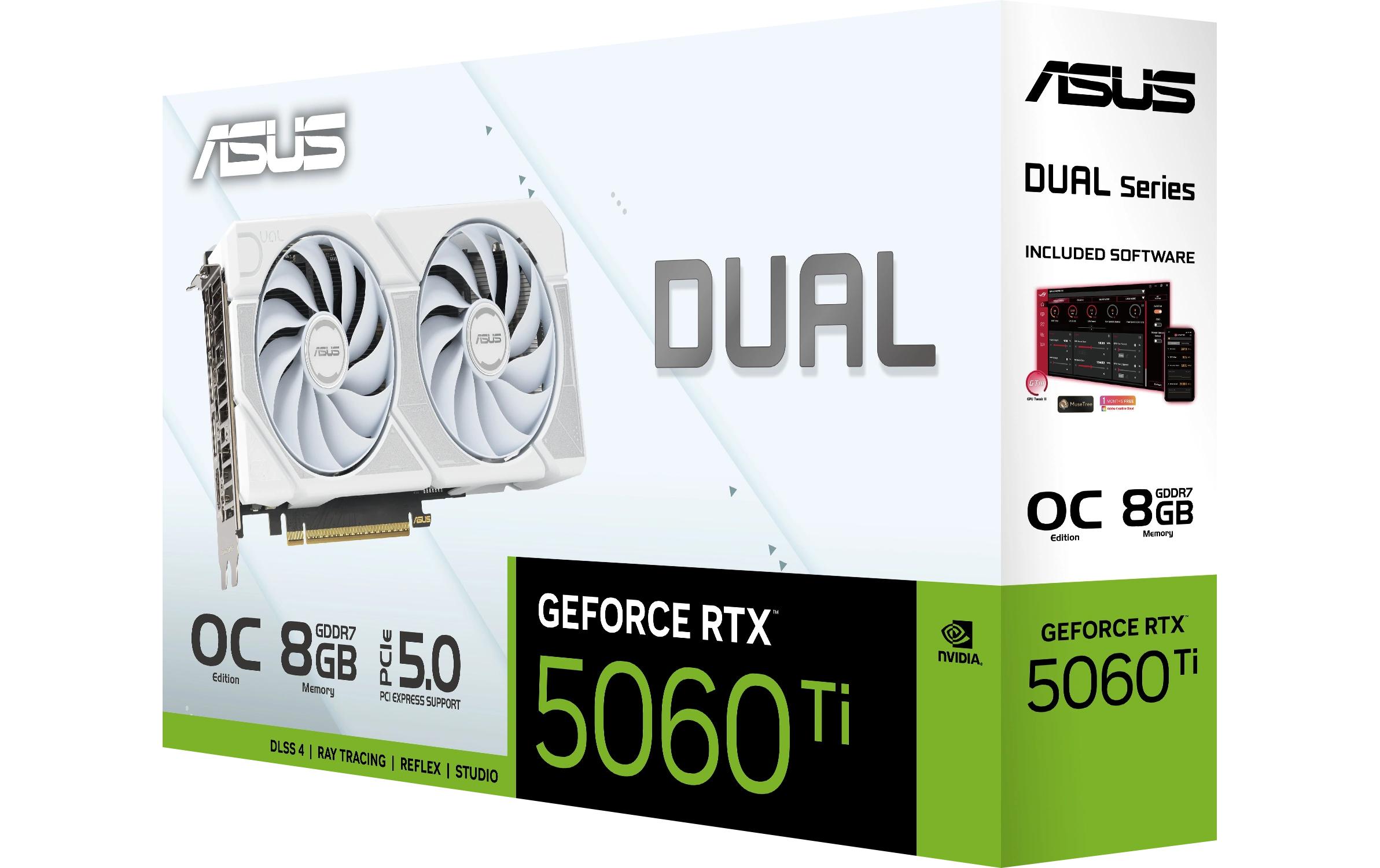ASUS Grafikkarte Dual GeForce RTX 5060 OC Ti 8 GB Weiss