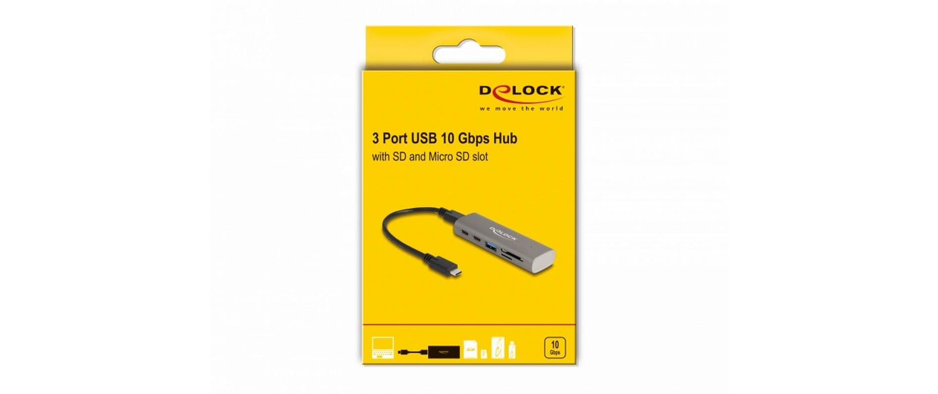 Delock USB-Hub 2x 10 Gbps USB Typ-C und 1 x USB Type-A