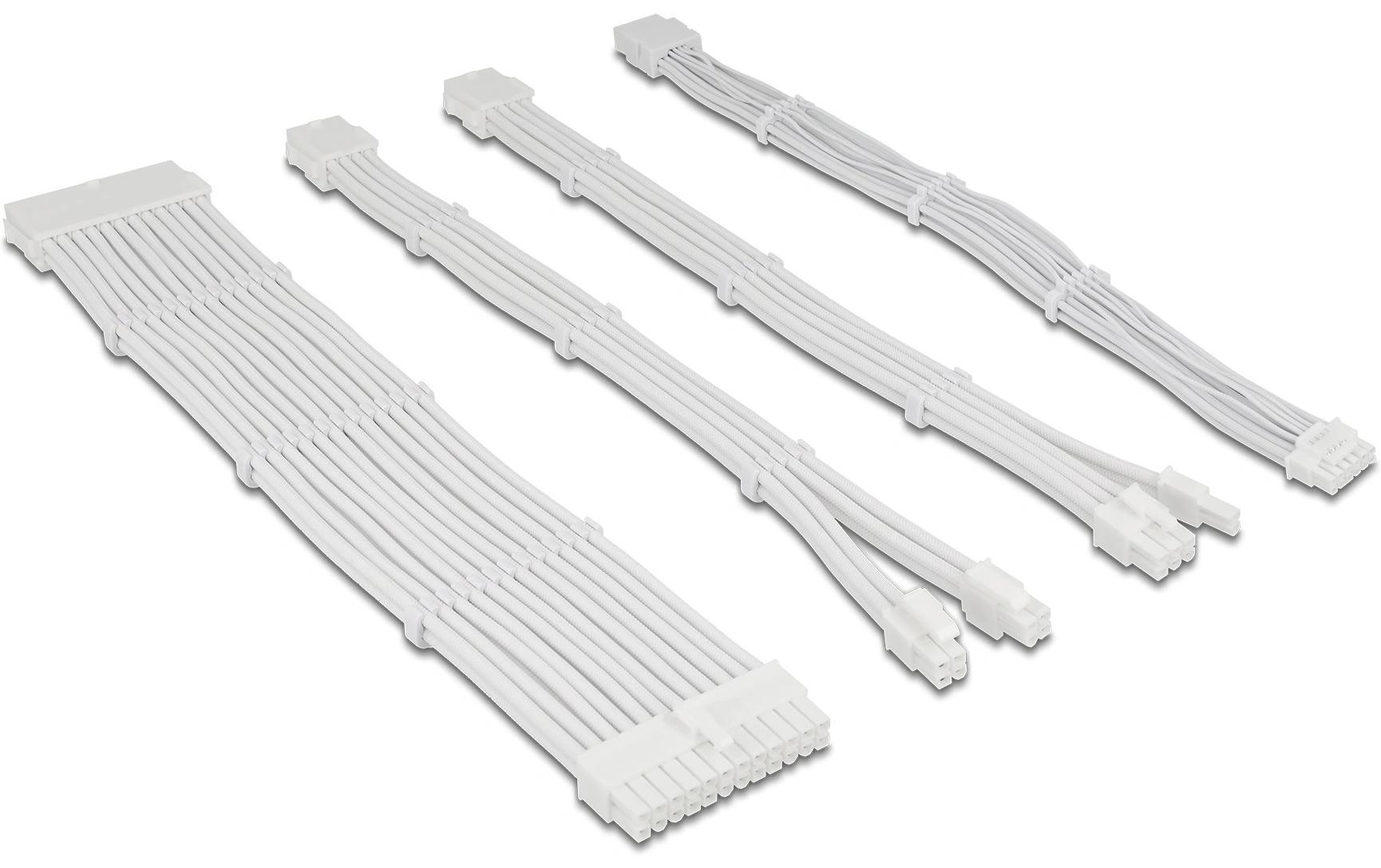 Delock Stromverlängerungskabel Set 5-teilig Sleeved mit Kabelkämmen