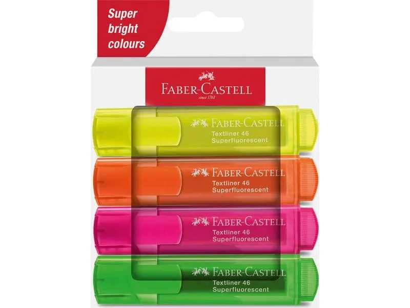 Faber-Castell Textmarker 46 Superfluorescent 4er Etui Karton Faber-Castell Textmarker 46 Superfluorescent 4er Etui Karton