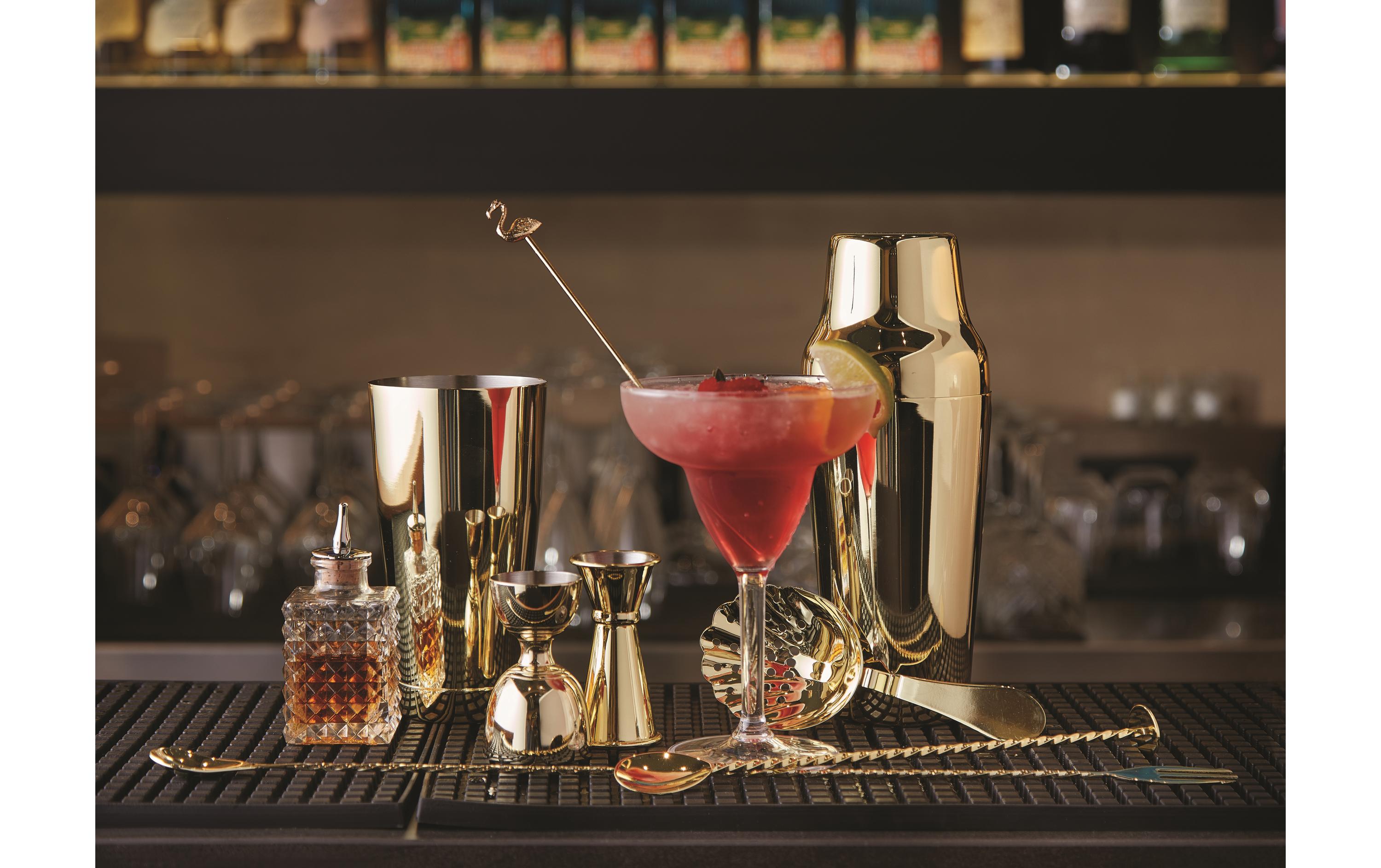 Paderno Cocktailrührer Flamingo 4 Stück, Rosé/Kupfer
